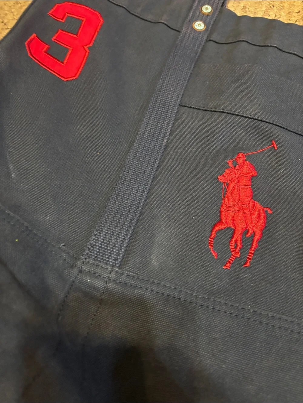Polo by Ralph Lauren Navy Canvas Duffel Tote with Red Embroidery
